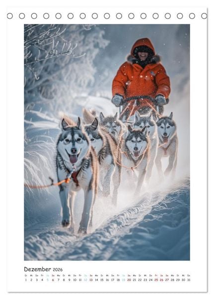 Produktbild: Schlittenhunderennen (Tischkalender 2026 DIN A5 hoch), CALVENDO Monatskalender