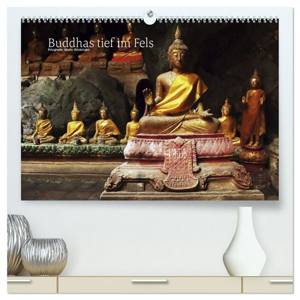 Produktbild: Buddhas tief im Fels (hochwertiger Premium Wandkalender 2026 DIN A2 quer), Kunstdruck in Hochglanz