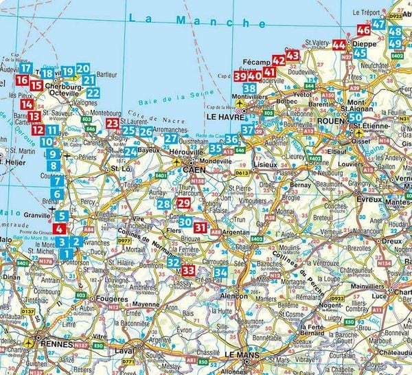 Produktbild: ROTHER Wanderf&uuml;hrer Normandie. 50 Touren an der K&uuml;ste und im Landesinneren &ndash; vom Mont-Saint-Michel bis zur C&ocirc;te d&lsquo;Alb&acirc;tre