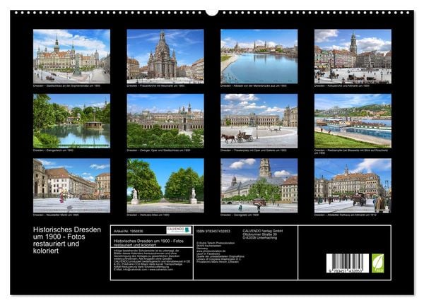 Produktbild: Historisches Dresden um 1900 - Fotos restauriert und koloriert (hochwertiger Premium Wandkalender 2026 DIN A2 quer), Kunstdruck in Hochglanz