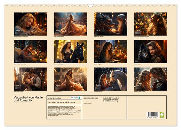 Produktbild: Verzaubert von Magie und Romantik (Wandkalender 2026 DIN A2 quer), CALVENDO Monatskalender