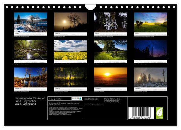Produktbild: Impressionen Passauer Land, Bayrischer Wald, Grenzland (Wandkalender 2026 DIN A4 quer), CALVENDO Monatskalender