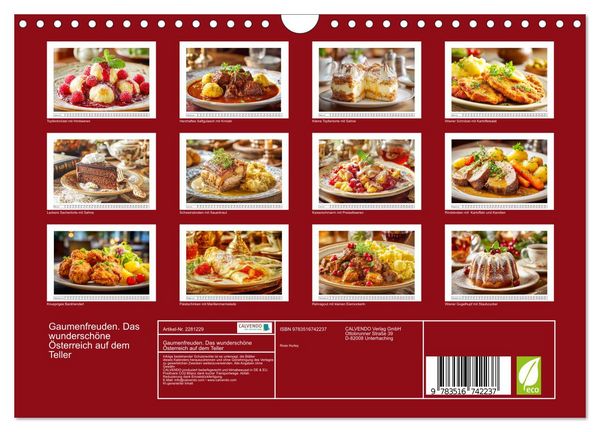 Produktbild: Gaumenfreuden. Das wundersch&ouml;ne &Ouml;sterreich auf dem Teller (Wandkalender 2026 DIN A4 quer), CALVENDO Monatskalender