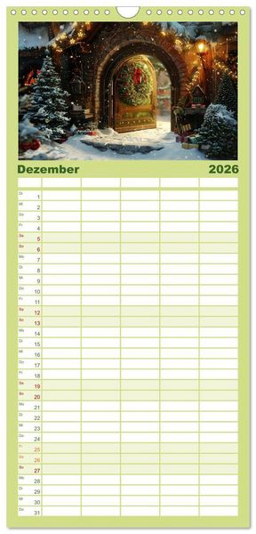 Produktbild: Familienplaner 2026 - T&uuml;ren, die Geschichten erz&auml;hlen mit 5 Spalten (Wandkalender, 21 x 45 cm) CALVENDO