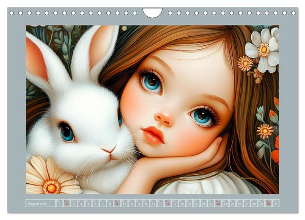 Produktbild: Vertr&auml;umte M&auml;dchen. Tiere, Blumen, Liebe. (Wandkalender 2026 DIN A4 quer), CALVENDO Monatskalender