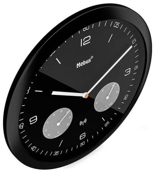 Produktbild: Mebus 52825 Funk Wanduhr 26mm x 42mm Schwarz