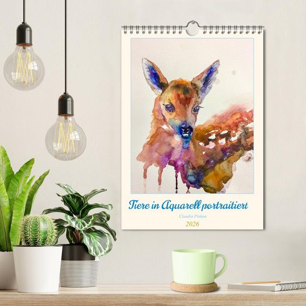 Produktbild: Tiere in Aquarell portraitiert (Wandkalender 2026 DIN A4 hoch), CALVENDO Monatskalender