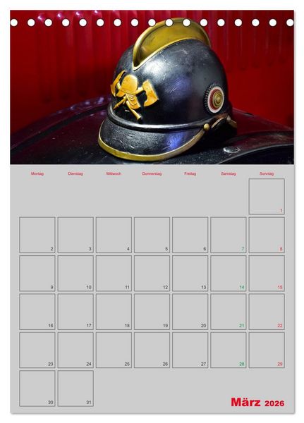 Produktbild: Alte Feuerwehrhelme - Terminplaner (Tischkalender 2026 DIN A5 hoch), CALVENDO Monatskalender