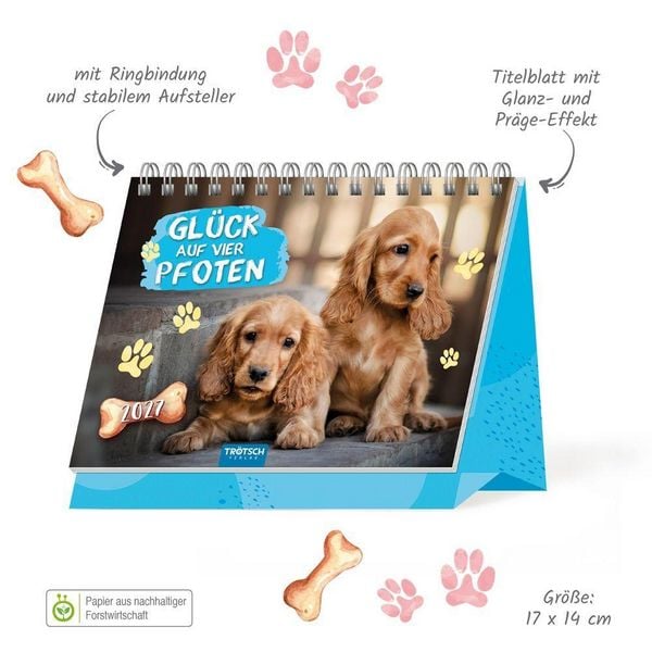 Produktbild: TR&Ouml;TSCH - Aufstellkalender Gl&uuml;ck auf vier Pfoten 2027