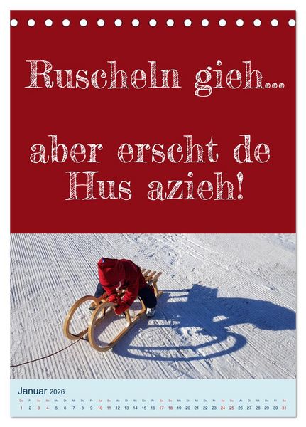 Produktbild: Erzgebirgischer Mundartkalender (Tischkalender 2026 DIN A5 hoch), CALVENDO Monatskalender