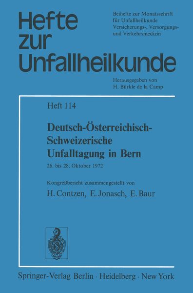 Deutsch-Österreichisch-Schweizerische Unfalltagung in Bern, Taschenbuch von , Springer Berlin, 9783540062882
