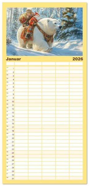 Produktbild: Familienplaner 2026 - Zwergenland - Kinderkalender mit 5 Spalten (Wandkalender, 21 x 45 cm) CALVENDO