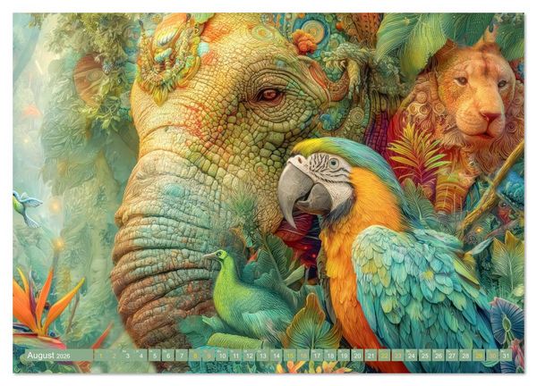 Produktbild: Tierische Dschungelkreaturen - Der Fantasie entsprungen (Wandkalender 2026 DIN A3 quer), CALVENDO Monatskalender
