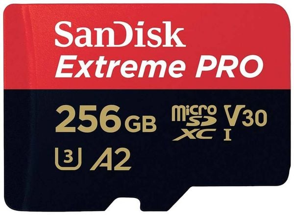 SanDisk Extreme PRO microSDXC-Karte 256 GB Class 10, UHS-I, v30 Video Speed Class stoßsicher, Wasserdicht