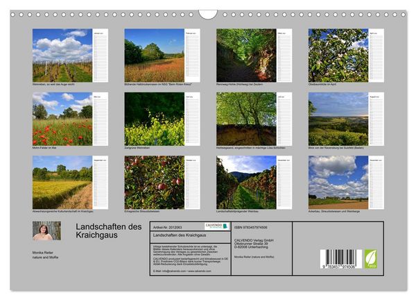 Produktbild: Landschaften des Kraichgaus (Wandkalender 2026 DIN A3 quer), CALVENDO Monatskalender