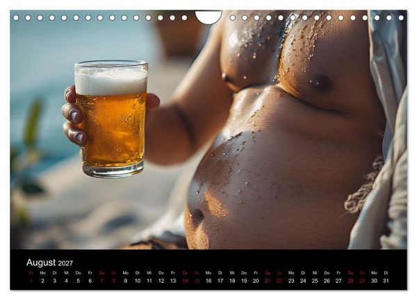 Produktbild: Lustige Kalender M&auml;nner mit Bierb&auml;uchen - Bierbauch Kalender Geschenk f&uuml;r Kollegen, Freunde & Party-Liebhaber Wandkalender (Wandkalender 2027 DIN A4 quer), CALVENDO Monatskalender