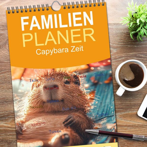 Produktbild: Familienplaner 2026 - Capybara Zeit mit 5 Spalten (Wandkalender, 21 x 45 cm) CALVENDO