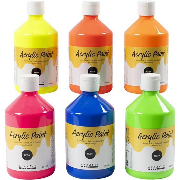 Produktbild: Creativ Company Colore Acrilico Neon, Neonfarben, 6x500 ml
