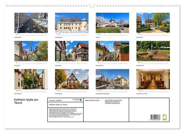Produktbild: Hofheim Idylle am Tauns (Wandkalender 2027 DIN A2 quer), CALVENDO Monatskalender