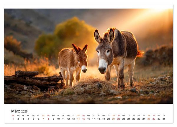 Produktbild: Esel - sanfte Seelen, gro&szlig;e Ohren (Tischkalender 2026 DIN A5 quer), CALVENDO Monatskalender