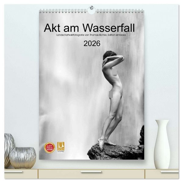 Produktbild: Akt am Wasserfall (hochwertiger Premium Wandkalender 2026 DIN A2 hoch), Kunstdruck in Hochglanz