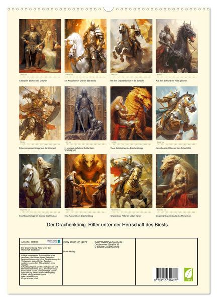 Produktbild: Der Drachenk&ouml;nig. Ritter unter der Herrschaft des Biests (hochwertiger Premium Wandkalender 2026 DIN A2 hoch), Kunstdruck in Hochglanz
