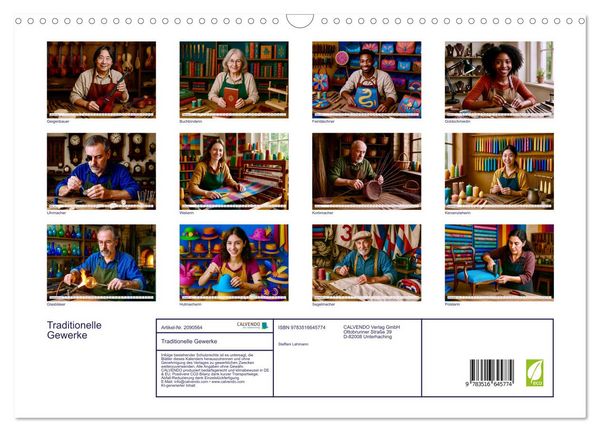 Produktbild: Traditionelle Gewerke (Wandkalender 2026 DIN A3 quer), CALVENDO Monatskalender