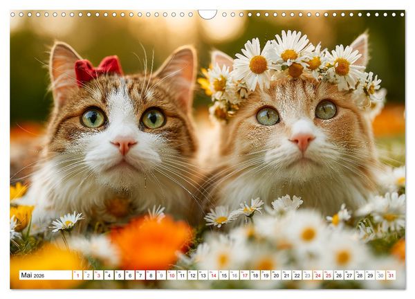 Produktbild: Katzenkalender - S&uuml;&szlig;e Katzen begleiten dich durch alle Jahreszeiten (Wandkalender 2026 DIN A3 quer), CALVENDO Monatskalender