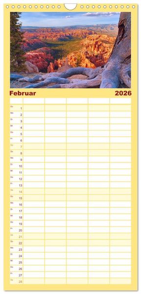 Produktbild: Familienplaner 2026 - USA Der wunderbare S&uuml;dwesten mit 5 Spalten (Wandkalender, 21 x 45 cm) CALVENDO