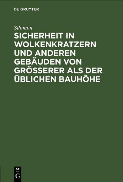 Produktbild: Sicherheit in Wolkenkratzern und anderen Geb&auml;uden von gr&ouml;&szlig;erer als der &uuml;blichen Bauh&ouml;he