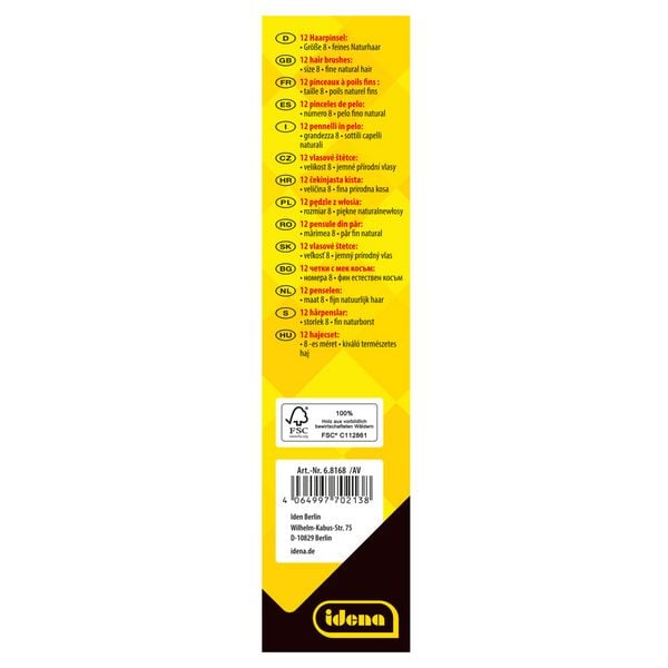 Produktbild: Idena Bundle Haarpinsel Gr&ouml;&szlig;e 8, 12er Pack