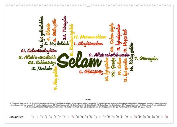 Produktbild: Smalltalk Sprachkalender T&uuml;rkisch-Deutsch (hochwertiger Premium Wandkalender 2027 DIN A2 quer), Kunstdruck in Hochglanz