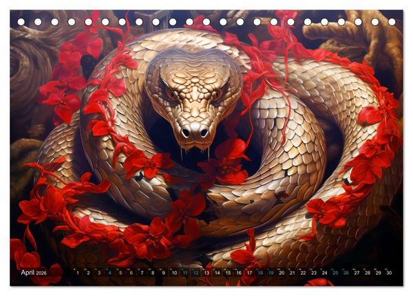 Produktbild: Jahr der Schlange - Illustrationen des chinesischen Tierkreiszeichens (Tischkalender 2026 DIN A5 quer), CALVENDO Monatskalender