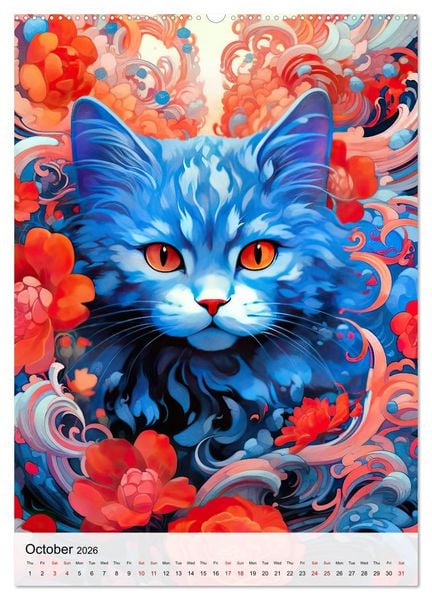 Produktbild: Feline Zen (High Quality Premium Wall Calendar 2026 DIN A2 portrait),CALVENDO 12 Month Wall Calendar