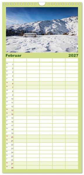 Produktbild: Familienplaner 2027 - Ultental - Ein Jahr in Bildern mit 5 Spalten (Wandkalender, 21 x 45 cm) CALVENDO