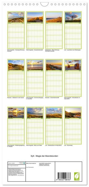 Produktbild: Familienplaner 2026 - Sylt - Magie der Abendstunden mit 5 Spalten (Wandkalender, 21 x 45 cm) CALVENDO