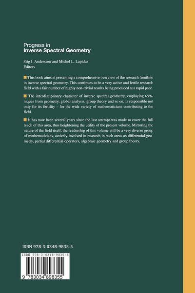 Produktbild: Progress in Inverse Spectral Geometry