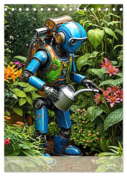 Produktbild: Roboter im Garten - Kleine Helfer (Tischkalender 2026 DIN A5 hoch), CALVENDO Monatskalender