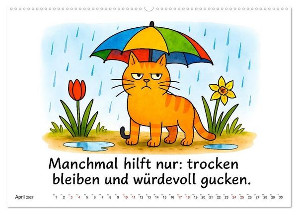 Produktbild: Freche Katzen - Humorvolle Spr&uuml;che und charmante Comics (Wandkalender 2027 DIN A2 quer), CALVENDO Monatskalender