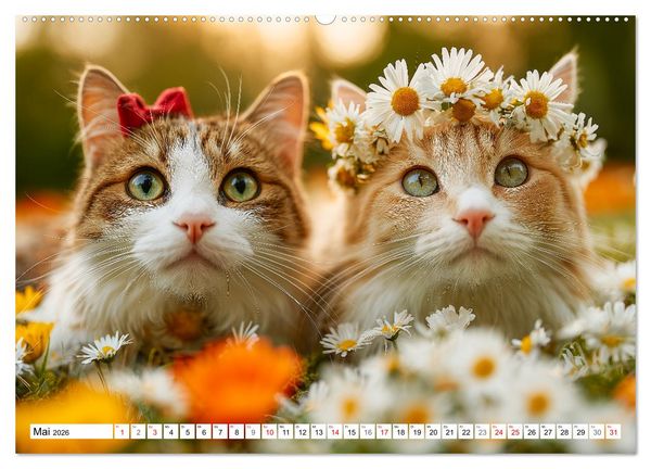 Produktbild: Katzenkalender - S&uuml;&szlig;e Katzen begleiten dich durch alle Jahreszeiten (Wandkalender 2026 DIN A2 quer), CALVENDO Monatskalender
