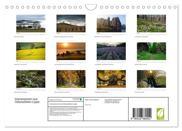 Produktbild: Impressionen aus Ostwestfalen-Lippe (Wandkalender 2026 DIN A4 quer), CALVENDO Monatskalender