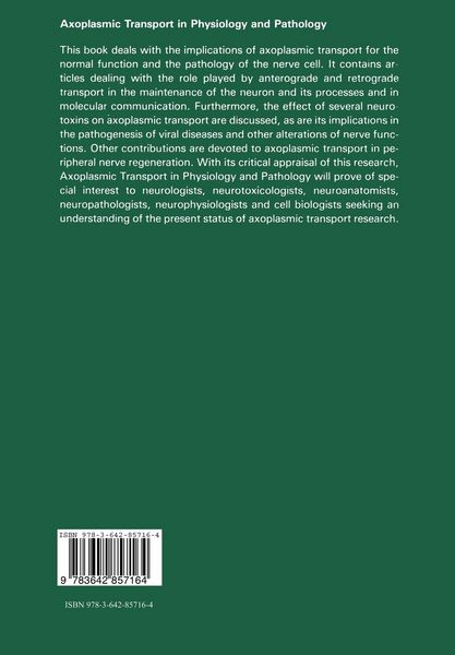 Produktbild: Axoplasmic Transport in Physiology and Pathology