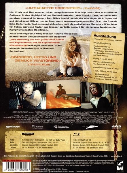 Produktbild: Wolf Creek - 2-Disc Mediabook E (4K Ultra HD Blu-ray + Blu-ray) - 777 St&uuml;ck