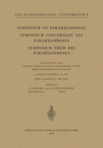 Produktbild: Symposium on Paramyloidoses / Symposium Concernant les Paramylo&iuml;doses / Symposium &uuml;ber die Paramyloidosen