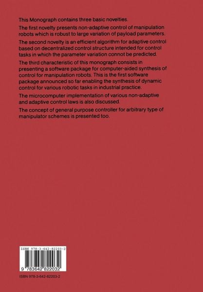 Produktbild: Non-Adaptive and Adaptive Control of Manipulation Robots