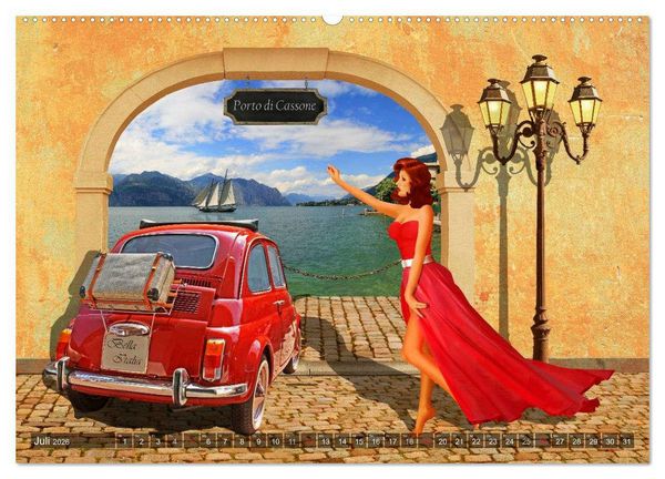 Produktbild: Oldtimer und Pin-Up Girls by Mausopardia (hochwertiger Premium Wandkalender 2026 DIN A2 quer), Kunstdruck in Hochglanz