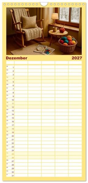 Produktbild: Familienplaner 2027 - Stricken und Wolle mit 5 Spalten (Wandkalender, 21 x 45 cm) CALVENDO