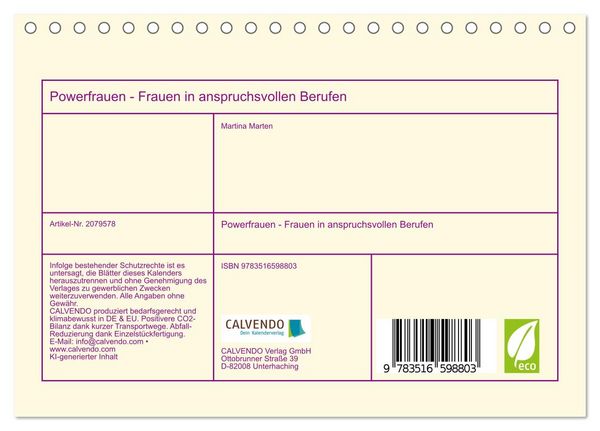 Produktbild: Powerfrauen - Frauen in anspruchsvollen Berufen (Tischkalender 2026 DIN A5 quer), CALVENDO Monatskalender