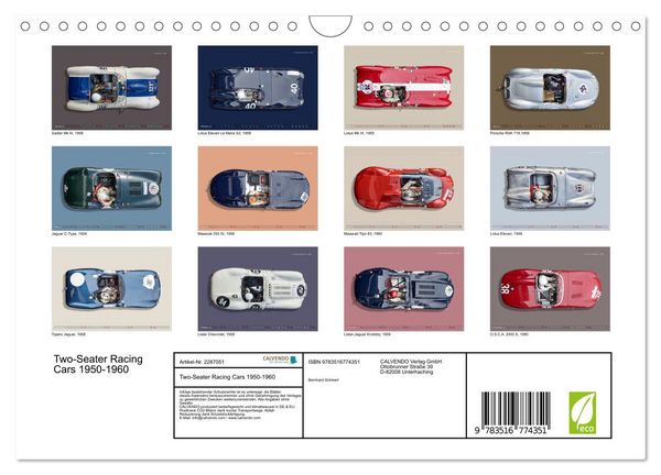 Produktbild: Two-Seater Racing Cars 1950-1960 (Wandkalender 2027 DIN A4 quer), CALVENDO Monatskalender