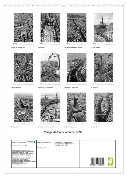 Produktbild: Visage de Paris, ann&eacute;es 1970 (Calendrier mural 2026 DIN A2 horizontal) calendrier de bureau